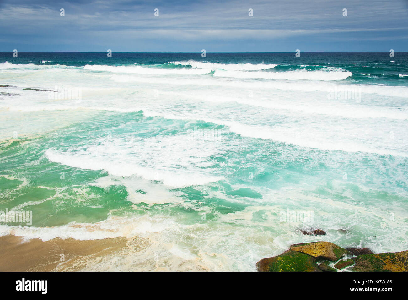 Pericolose condizioni di surf a Tamarama Beach a Sydney, NSW, Australia Foto Stock