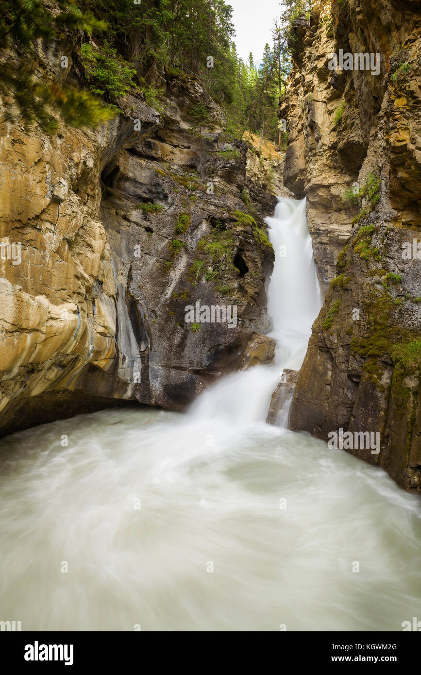 Le cascate inferiori nel Canyon Johnston, il parco nazionale di Banff, Canada Foto Stock
