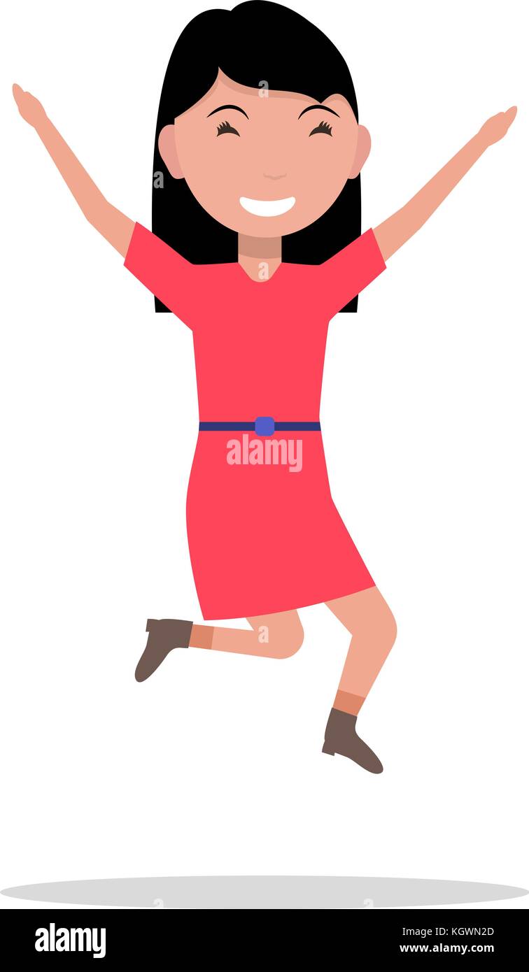 Illustrazione Vettoriale cartoon girl jumping felicità Illustrazione Vettoriale