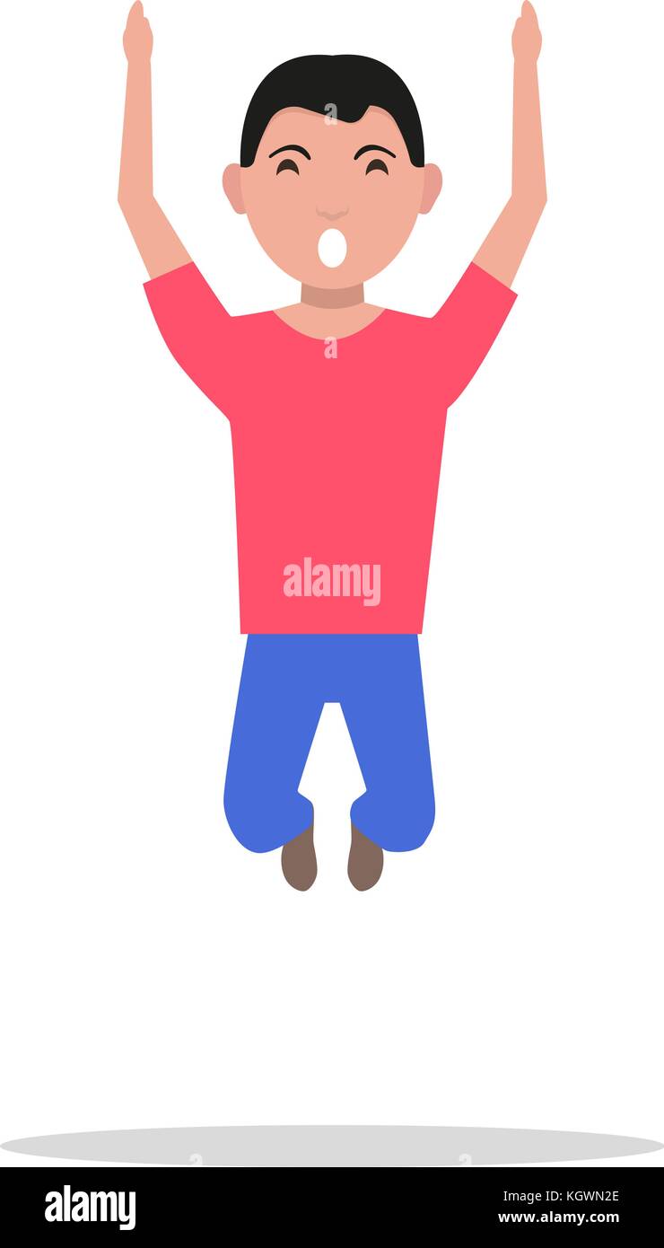 Illustrazione Vettoriale cartoon uomo la felicità di salto Illustrazione Vettoriale