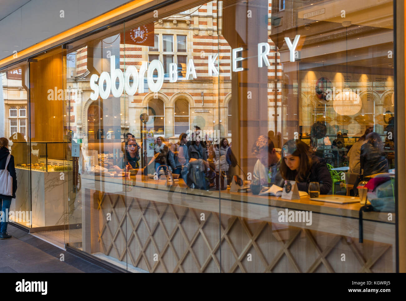 Soboro panificio, il giapponese e il coreano ristorante e caffetteria, Petty Cury, Cambridge, UK. Foto Stock