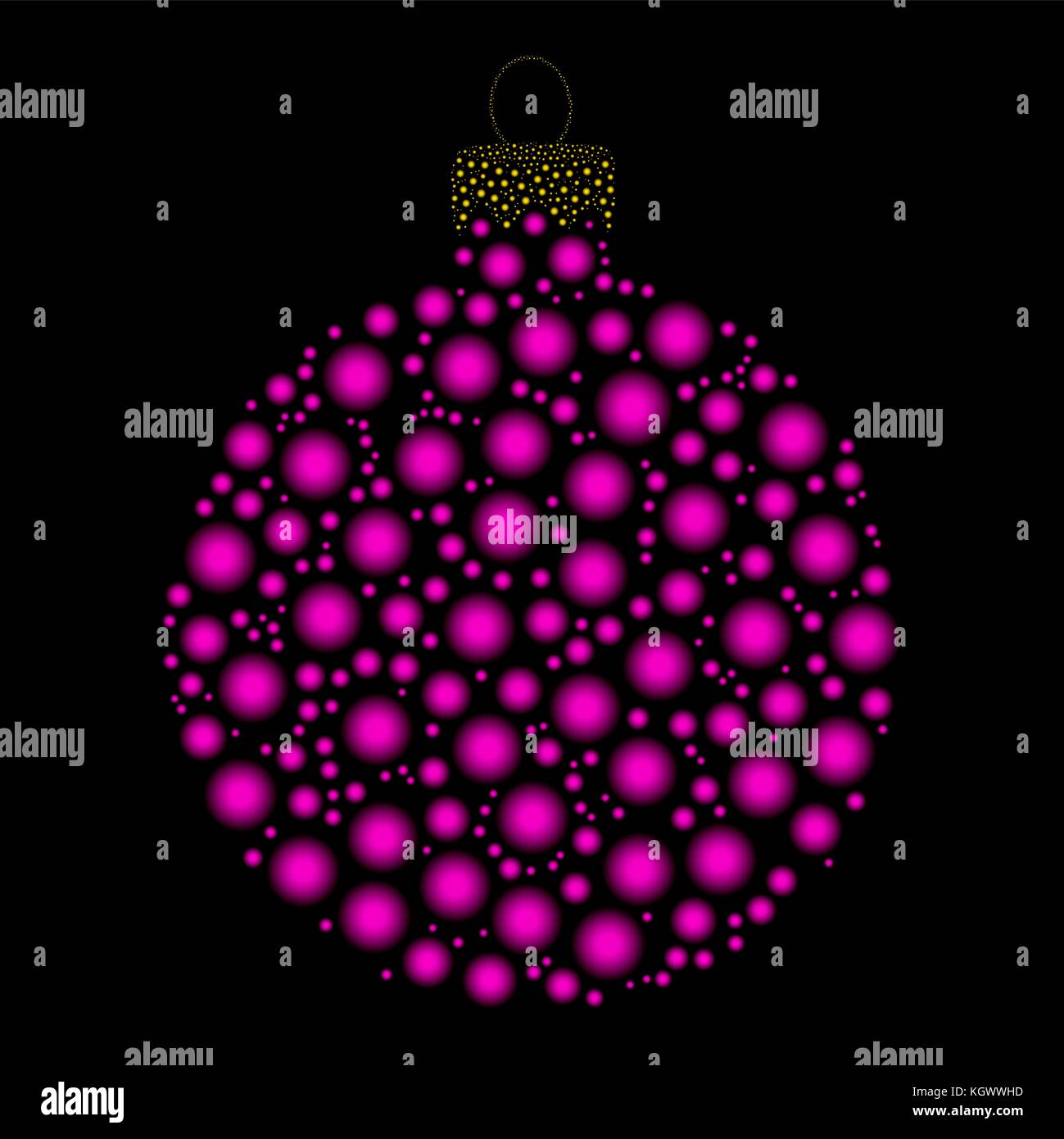Pallina di natale punteggiata design vettore isolato su sfondo scuro Illustrazione Vettoriale