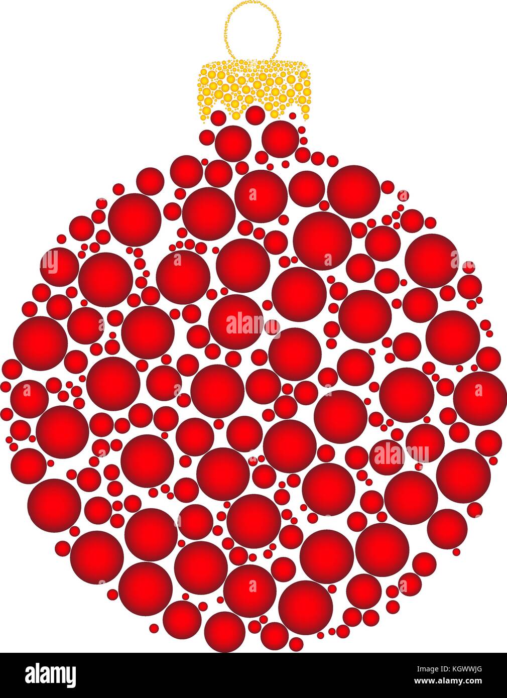 Pallina di natale punteggiata design vettore isolato su sfondo bianco Illustrazione Vettoriale