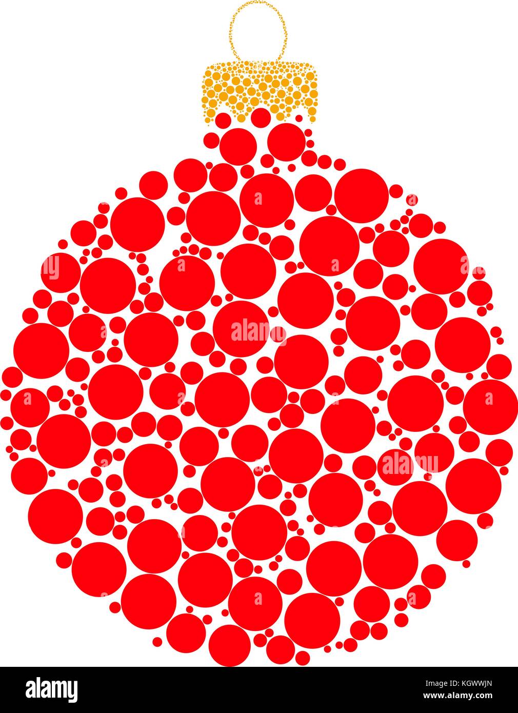 Pallina di natale punteggiata design vettore isolato su sfondo bianco Illustrazione Vettoriale