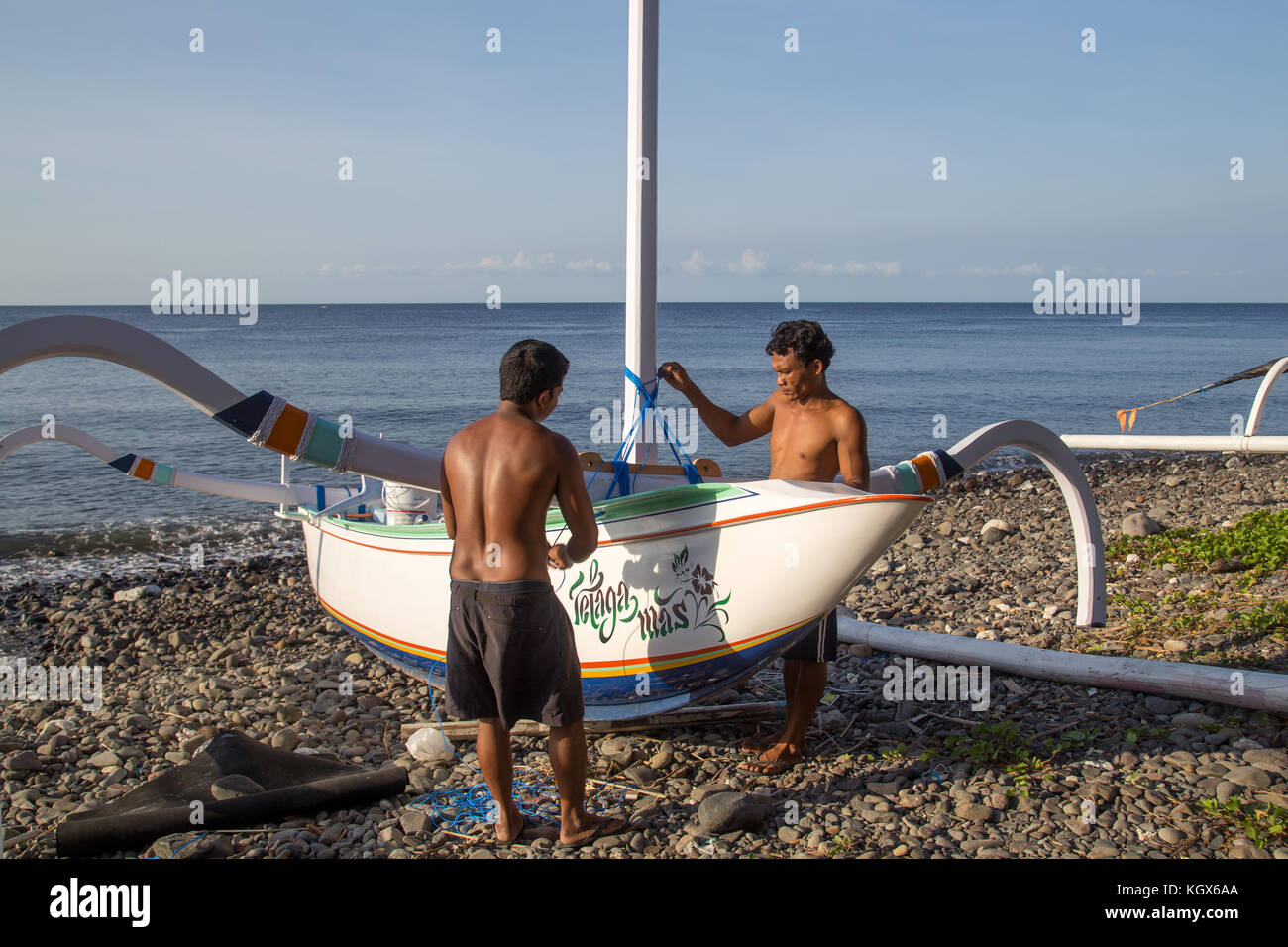 Stile Balinese tradizionale barca da pesca Foto Stock