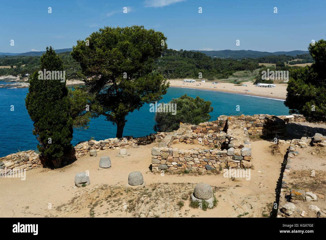 Castell de la Fosca - resti del VI secolo a.c. insediamento iberico di Castell, Spiaggia di Palamos sulla Costa Brava in Spagna Foto Stock