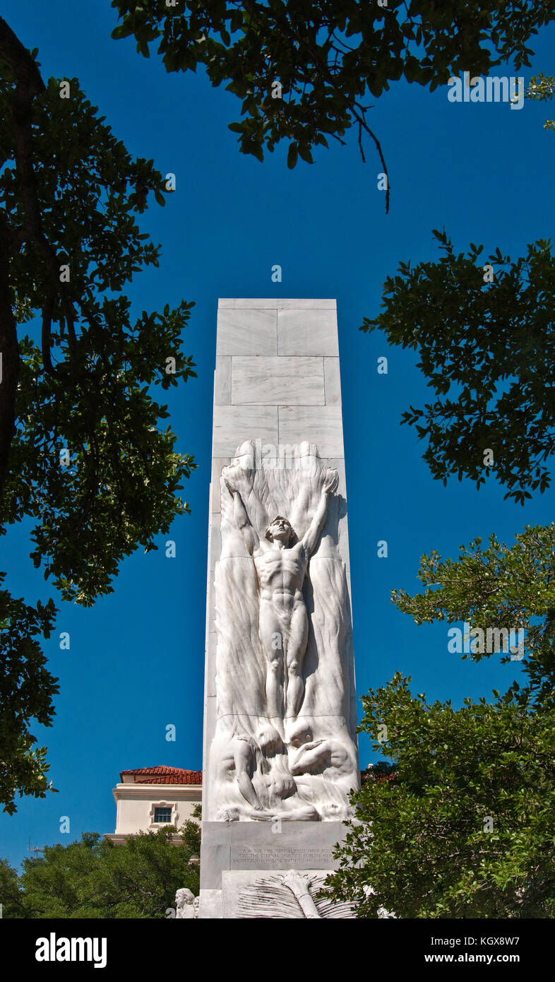 Il cenotafio memoriale per i difensori di Alamo, da Pompeo Coppini, in San Antonio, Texas, Stati Uniti d'America Foto Stock