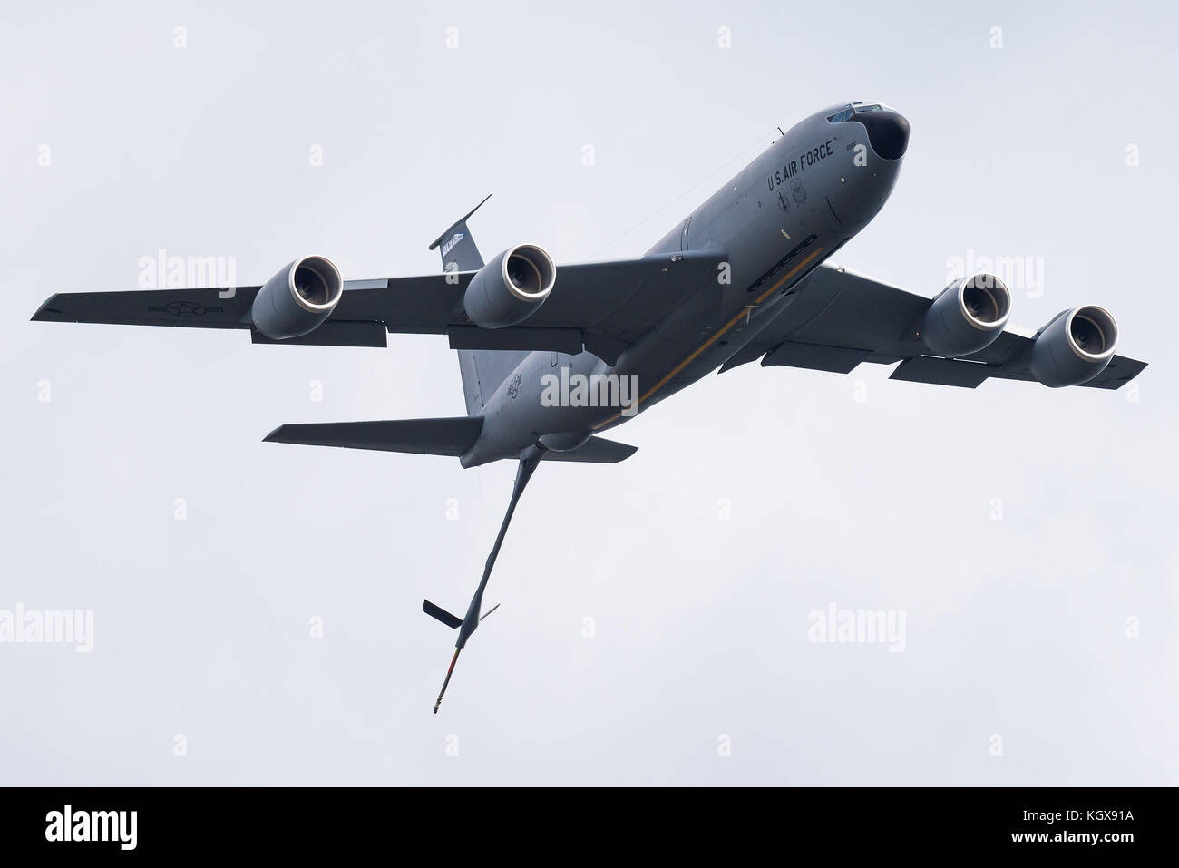 Un Boeing KC-135 Stratotanker tanker aerei dell'157Air Refuelling ala del New Hampshire Air National Guard al 2017 Sanicole Airshow. Foto Stock