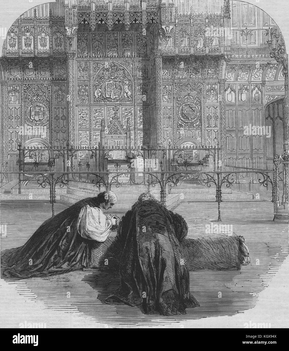 La preghiera nella Camera dei Lords. London 1860. Il Illustrated London News Foto Stock