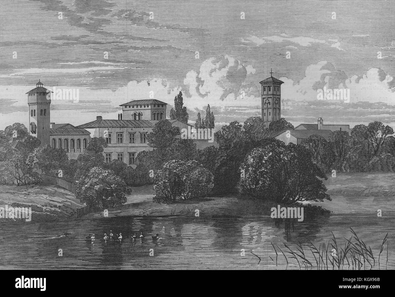 Bornstedt, vicino a Potsdam, il principe ereditario di fattoria modello. Brandeburgo 1872. Il Illustrated London News Foto Stock