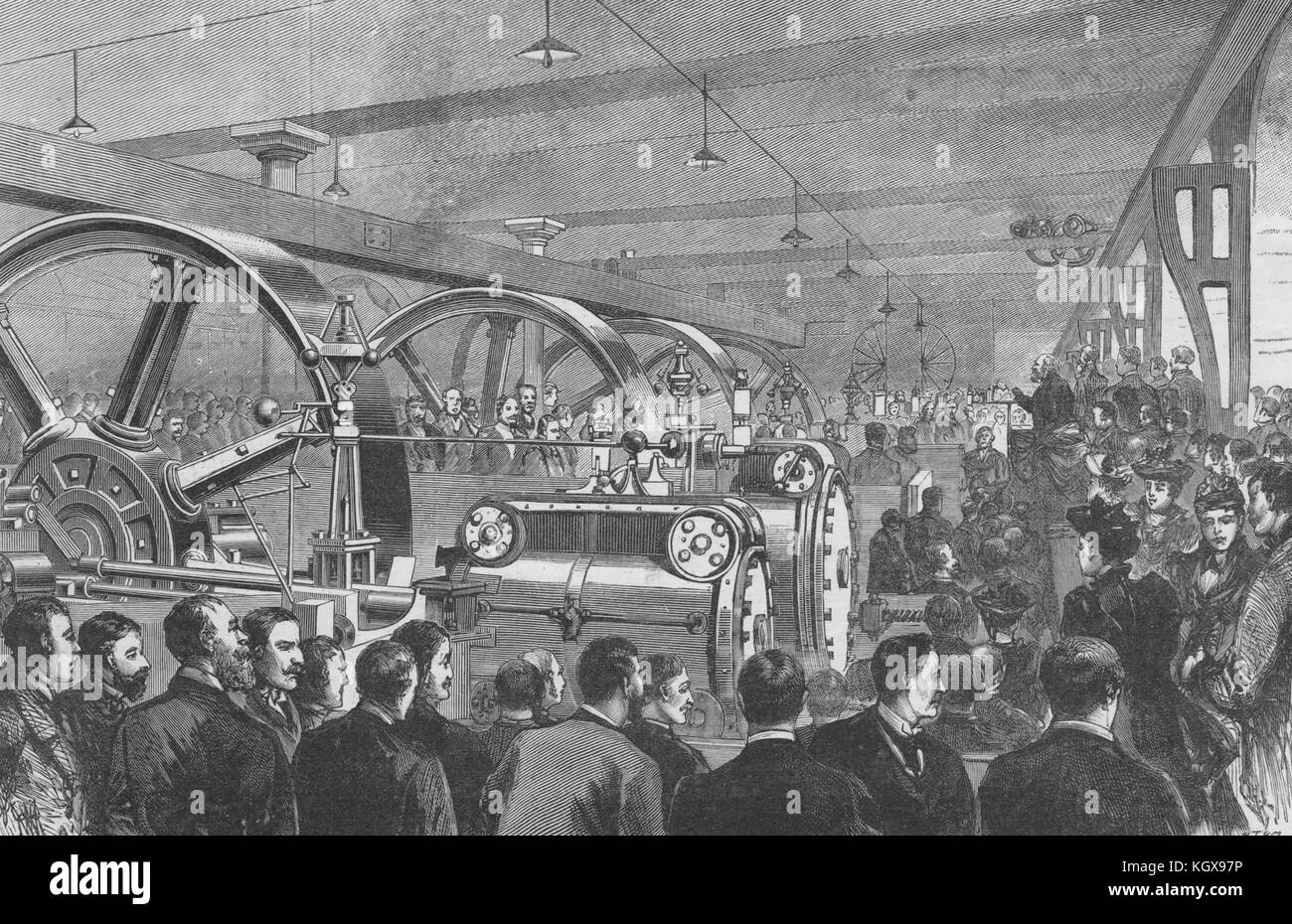 Signore Salisbury apertura del Liverpool Docks Overhead elettrica ferroviaria 1893. Il Illustrated London News Foto Stock