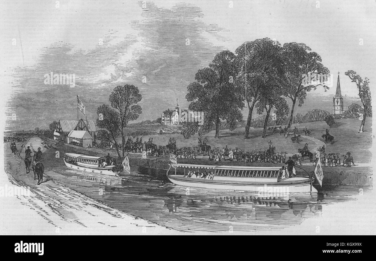 Lo stato sulla chiatta la Bridgewater Canal. Italia 1851. Il Illustrated London News Foto Stock