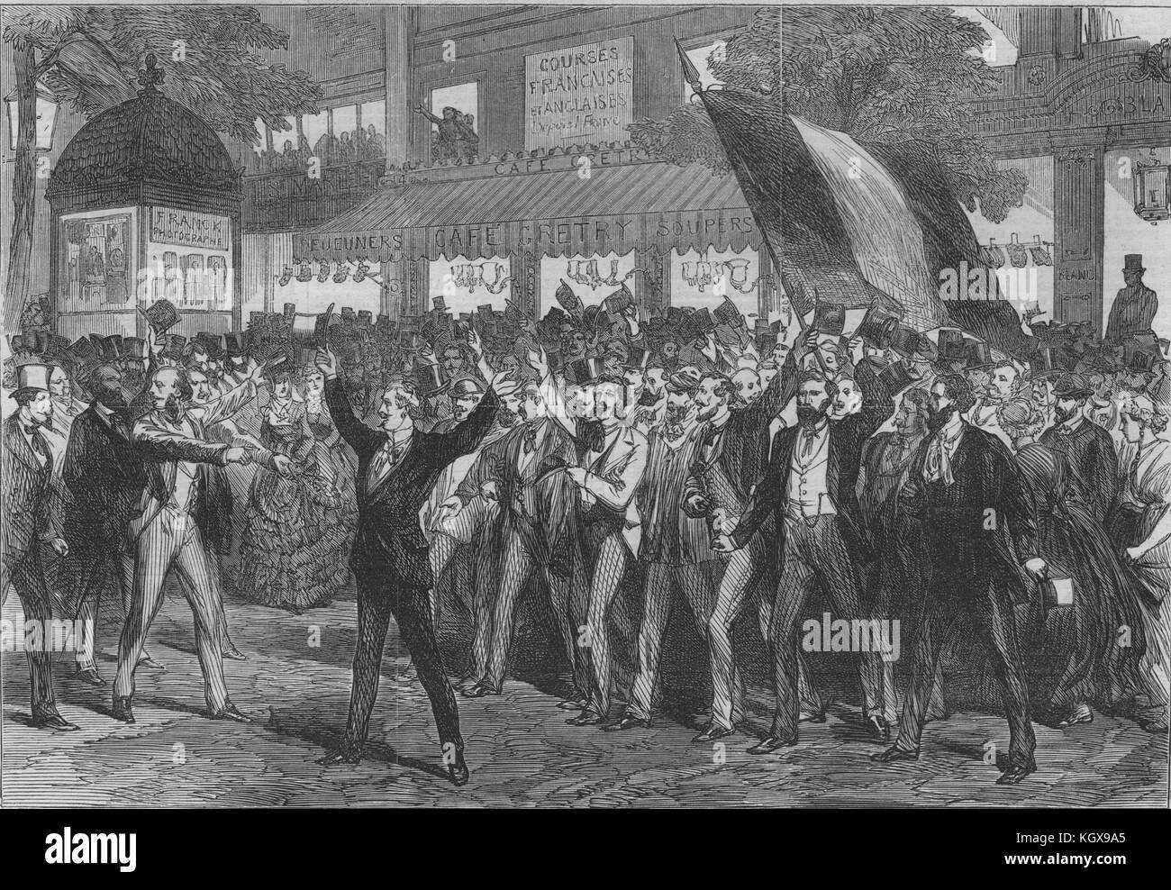 Dimostrazione sul Boulevard des Italiens, Parigi 1870. Il Illustrated London News Foto Stock