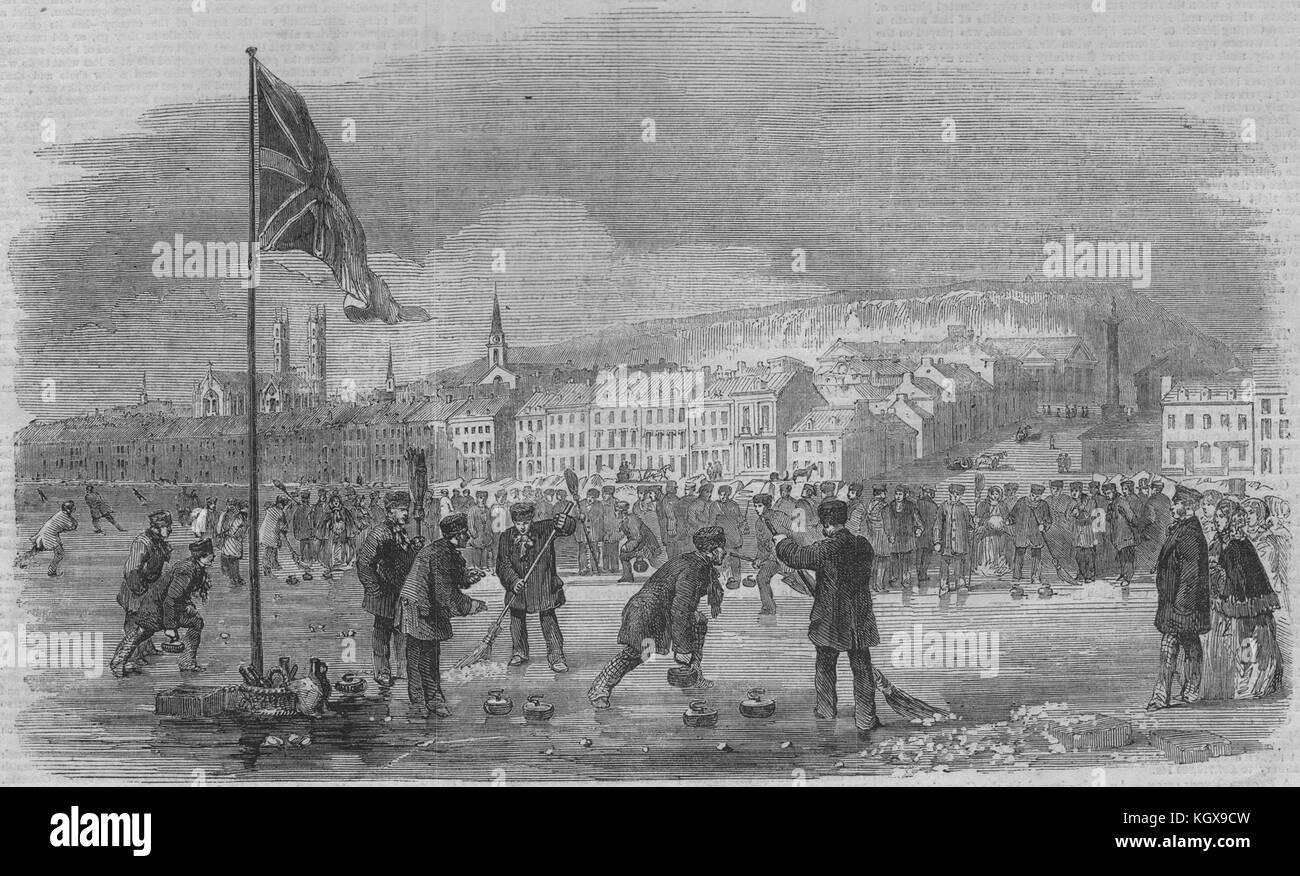 Il Curling corrispondono a Montreal. Quebec 1855. Il Illustrated London News Foto Stock