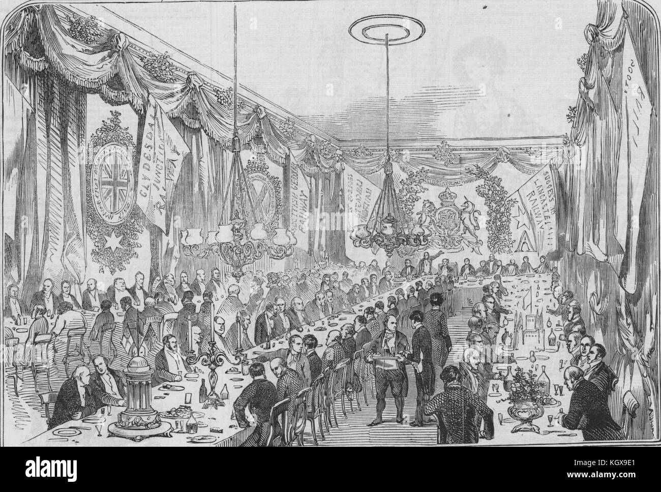 Stazione dei contraenti di cena presso il Crown & Mitre Inn, Carlisle. Cumbria 1846. Il Illustrated London News Foto Stock