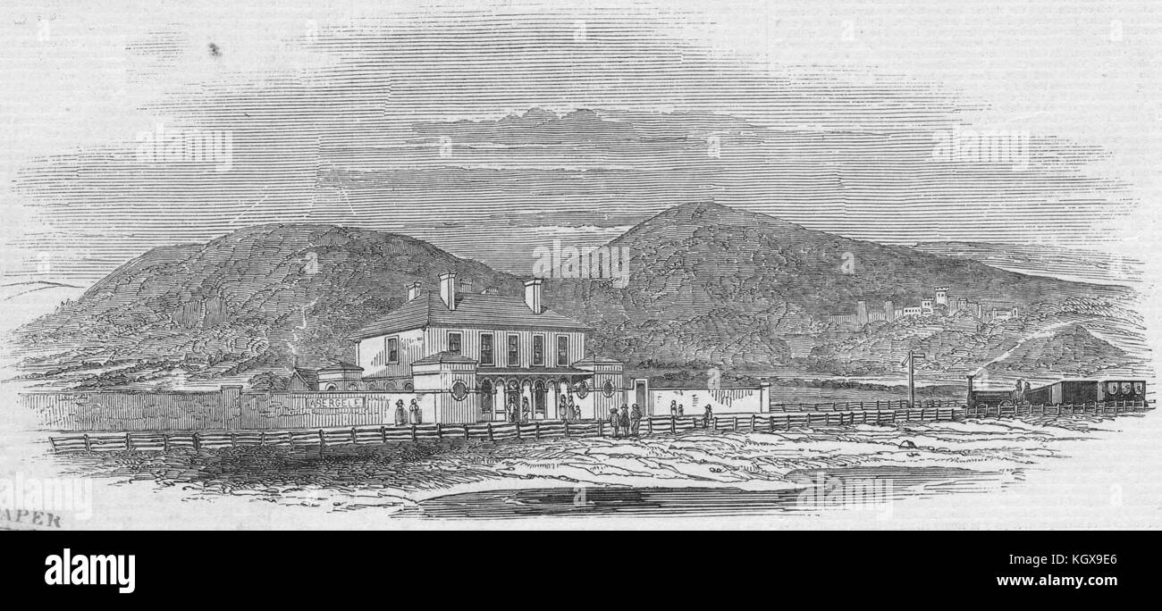 Abergele stazione. Wales 1848. Il Illustrated London News Foto Stock