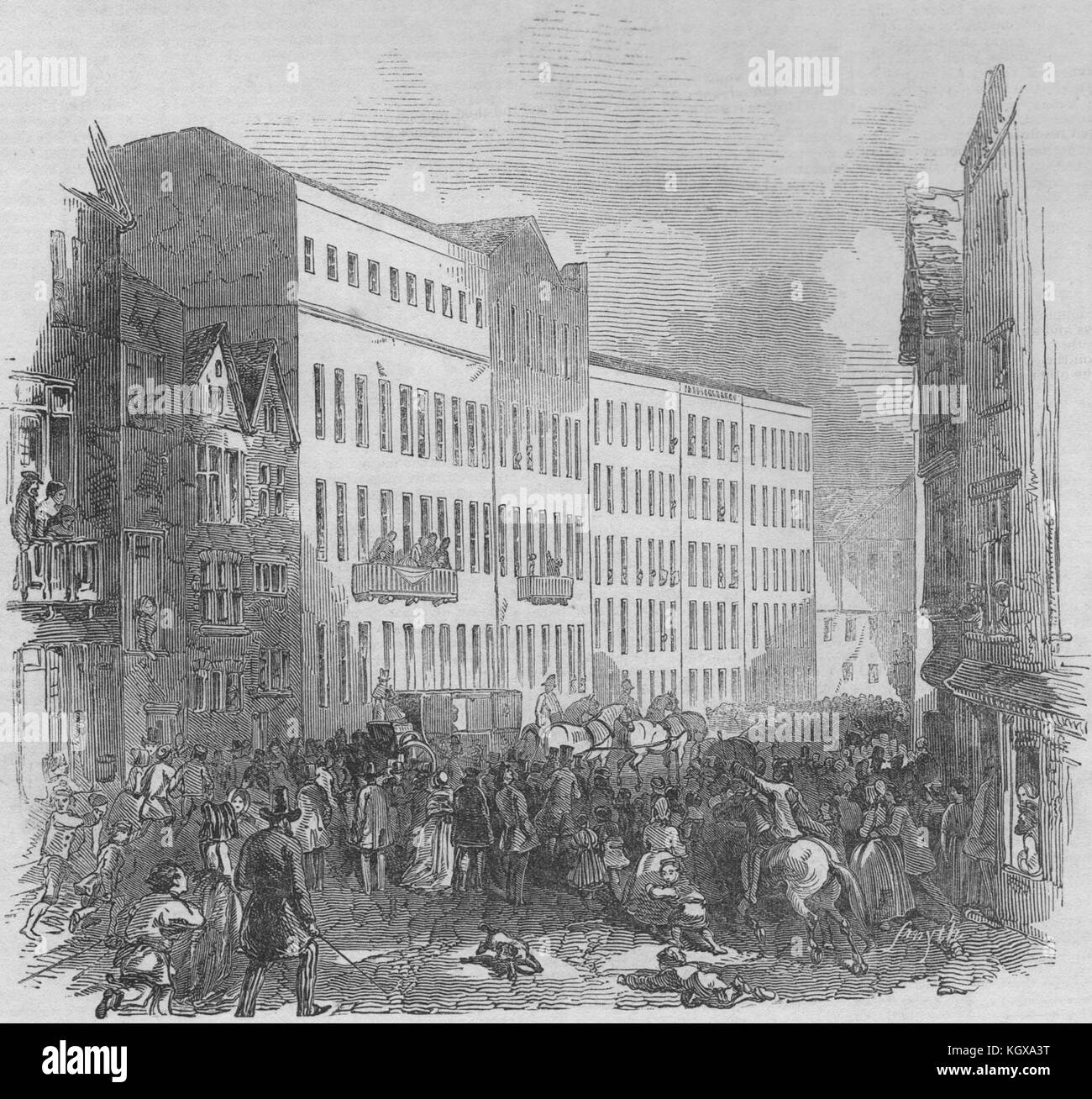 Il Royal party cambiando i cavalli die Ziel, Francoforte. Hessen 1845. Il Illustrated London News Foto Stock