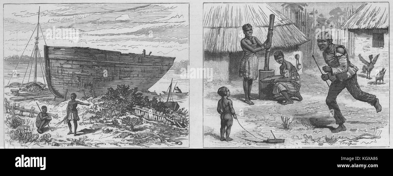 Chilvane (Chiloane). Nave incompiuta. Soldato portoghese. Mozambico 1890. Il Illustrated London News Foto Stock