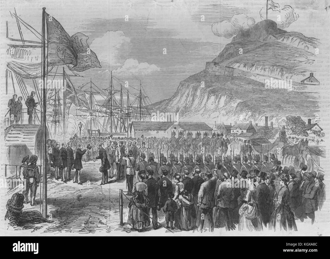 Lo sbarco del principe Arthur a Québec. Canada 1869. Il Illustrated London News Foto Stock