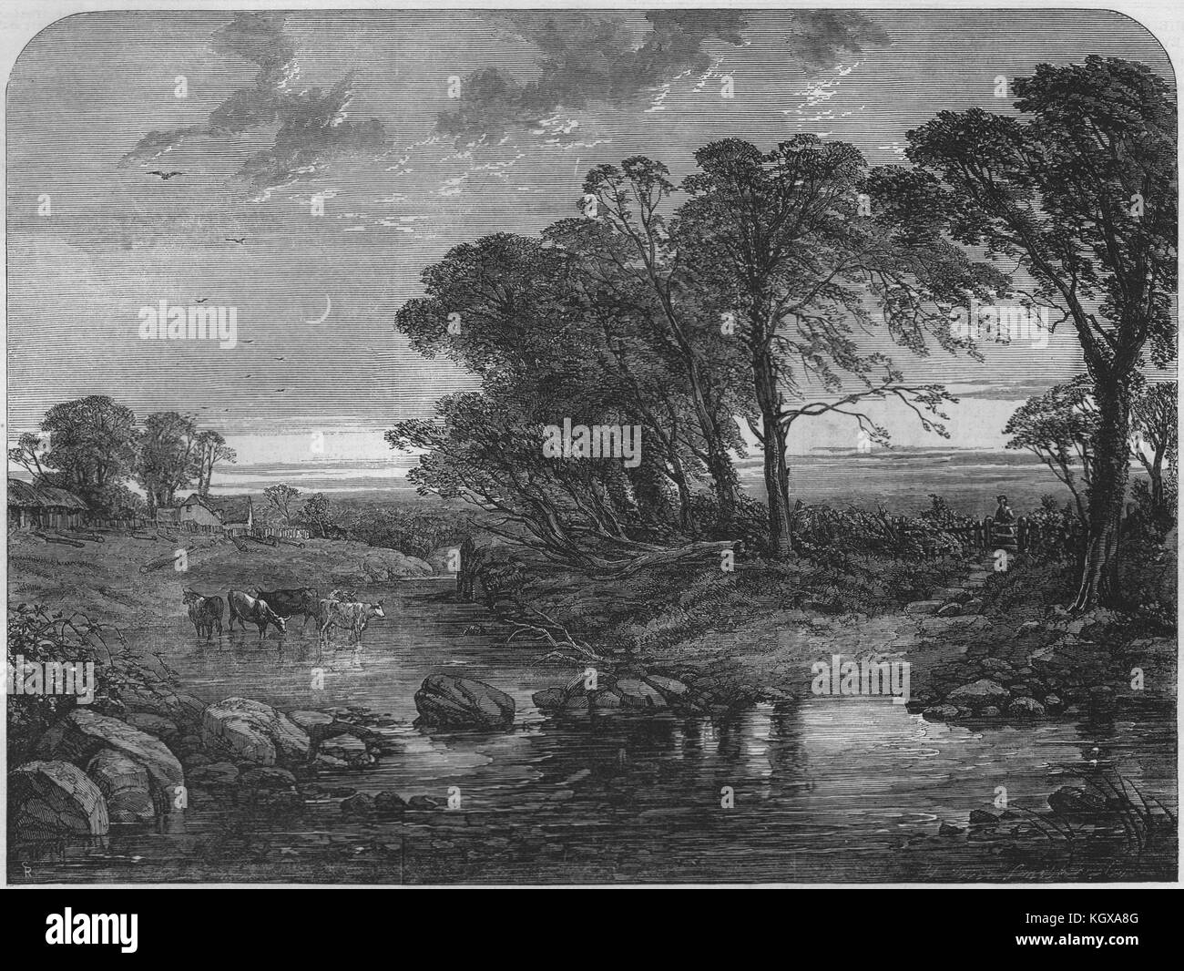 Mostra della Royal Academy - "l'ora serale'. Belle Arti 1851. Il Illustrated London News Foto Stock