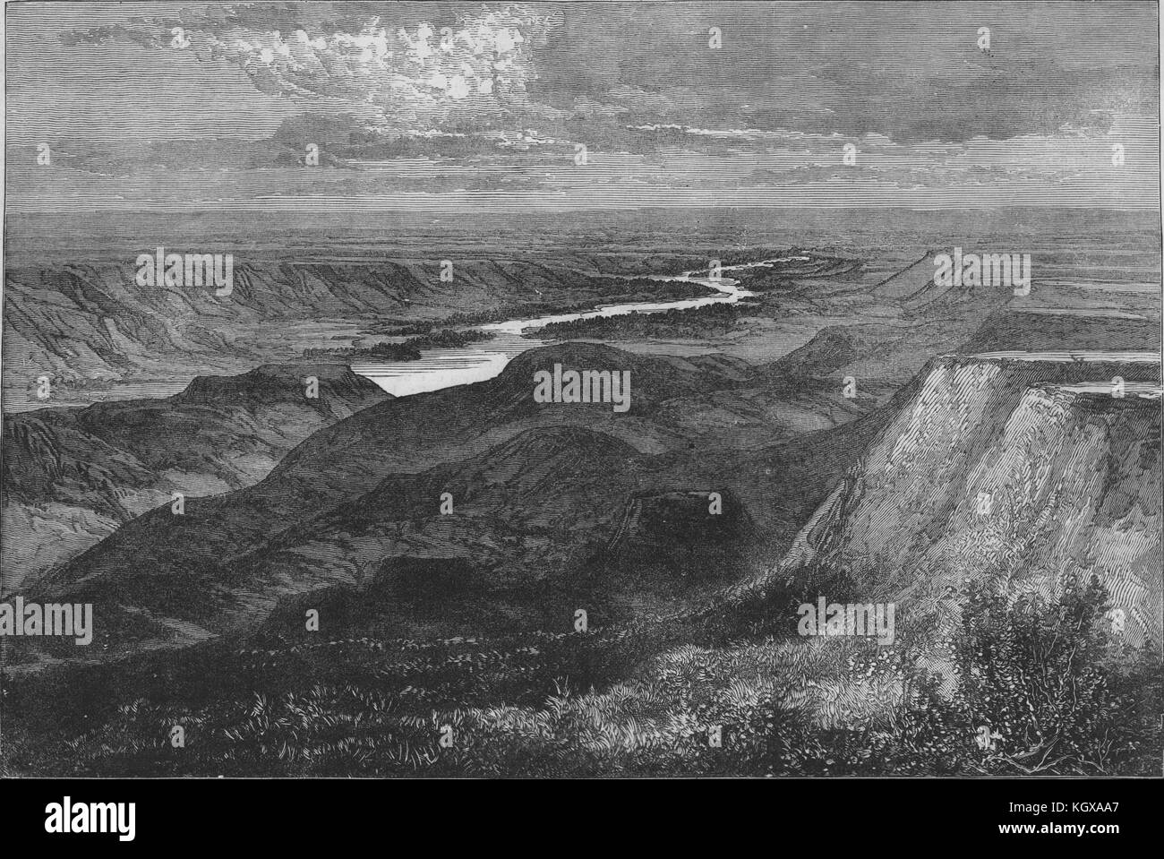 Il territorio del nord del Canada. Red Deer River, guardando verso sud-est. Canada 1881. Il Illustrated London News Foto Stock