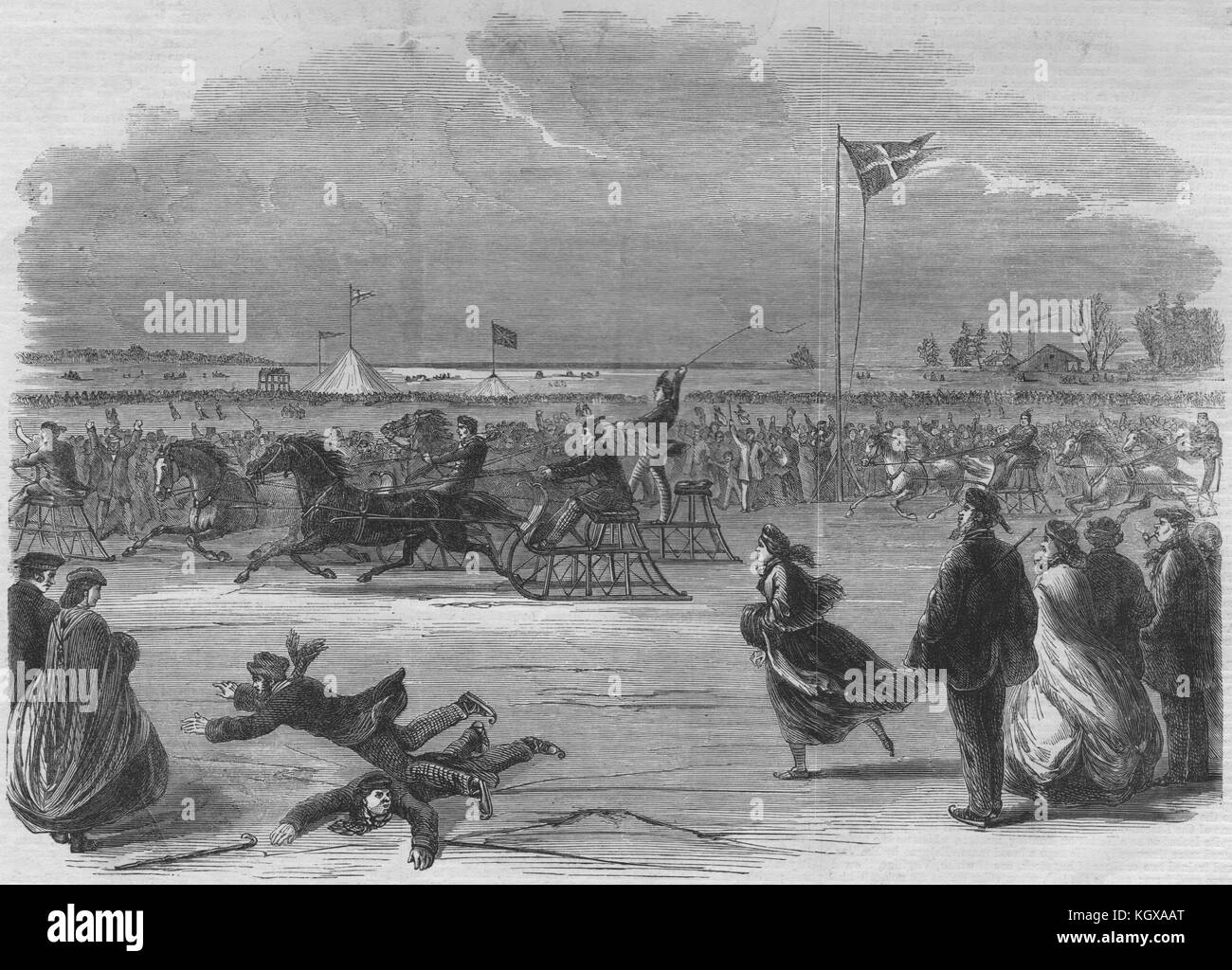 Royal Wedding Celebration on the Burlington Bay ghiaccio, Lago Ontario, Canada 1863. Il Illustrated London News Foto Stock