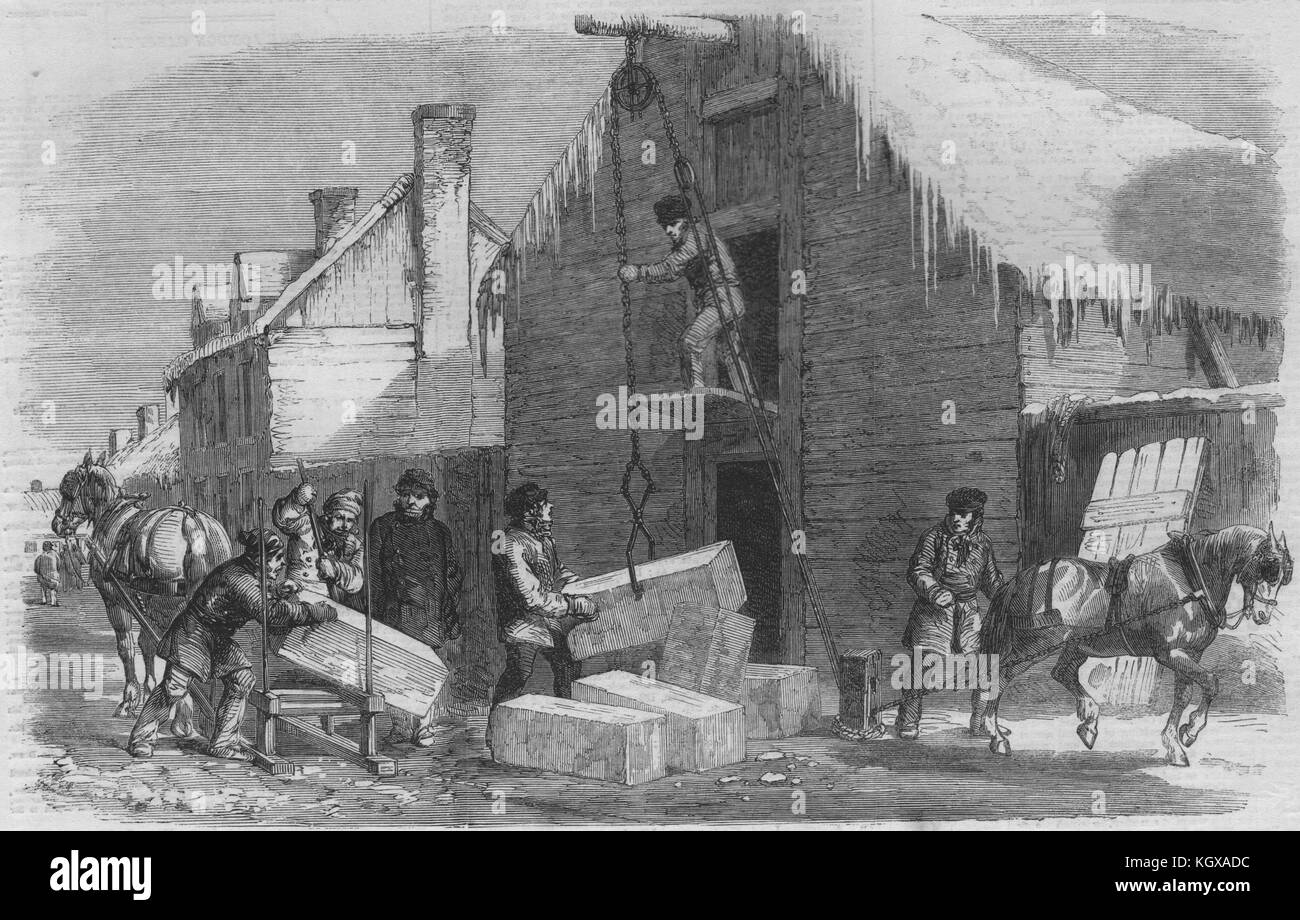 La ghiacciaia, monache' isola, Montreal. Quebec 1859. Il Illustrated London News Foto Stock