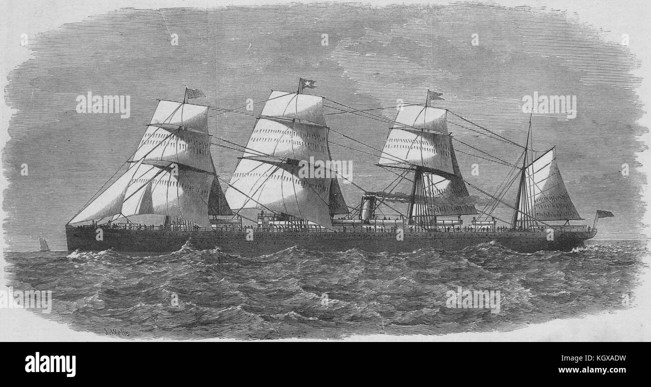 La White Star Line piroscafo atlantico, naufragò vicino a Halifax, Nova Scotia 1873. Il Illustrated London News Foto Stock