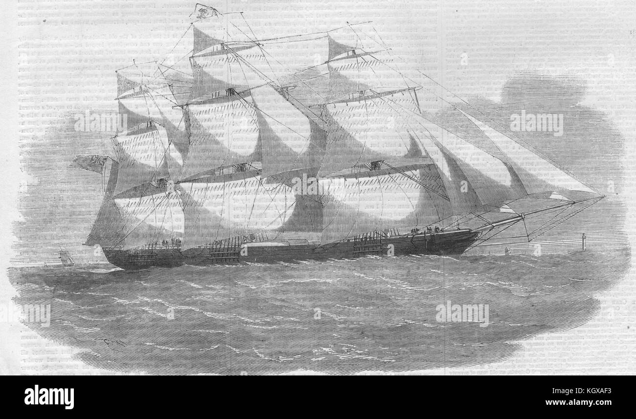 'L'Oceano Monarch', di Liverpool, costruita a Québec 1855. Il Illustrated London News Foto Stock