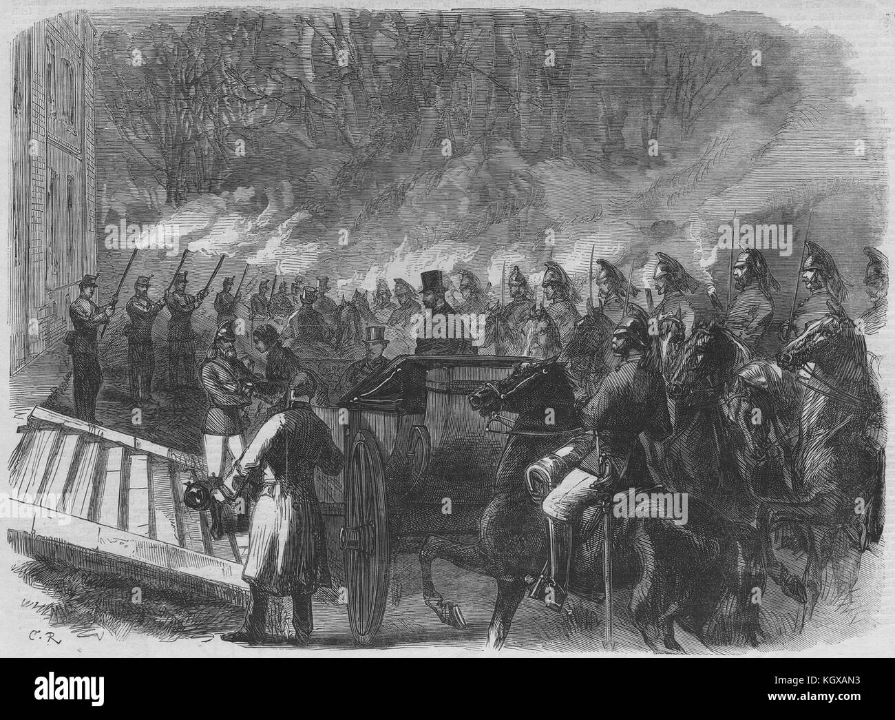 Arrivo del Principe e della Principessa di Galles a Kimbolton. Cambridgeshire 1870. Il Illustrated London News Foto Stock