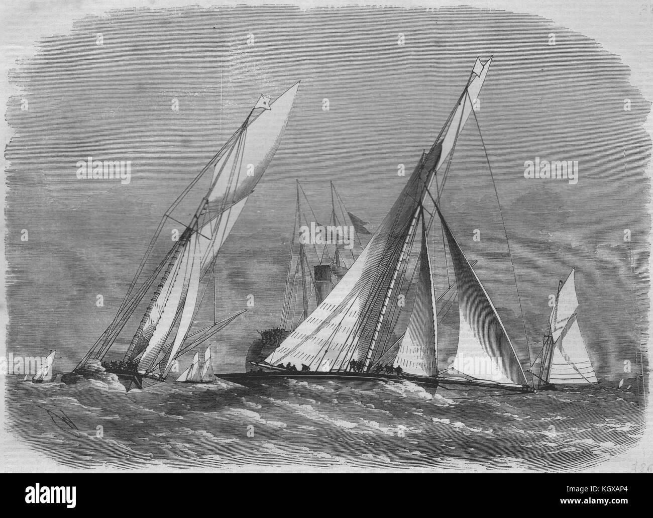 Royal London Yacht Club match. La Sfinge & Volante a Southend. Essex 1869. Il Illustrated London News Foto Stock