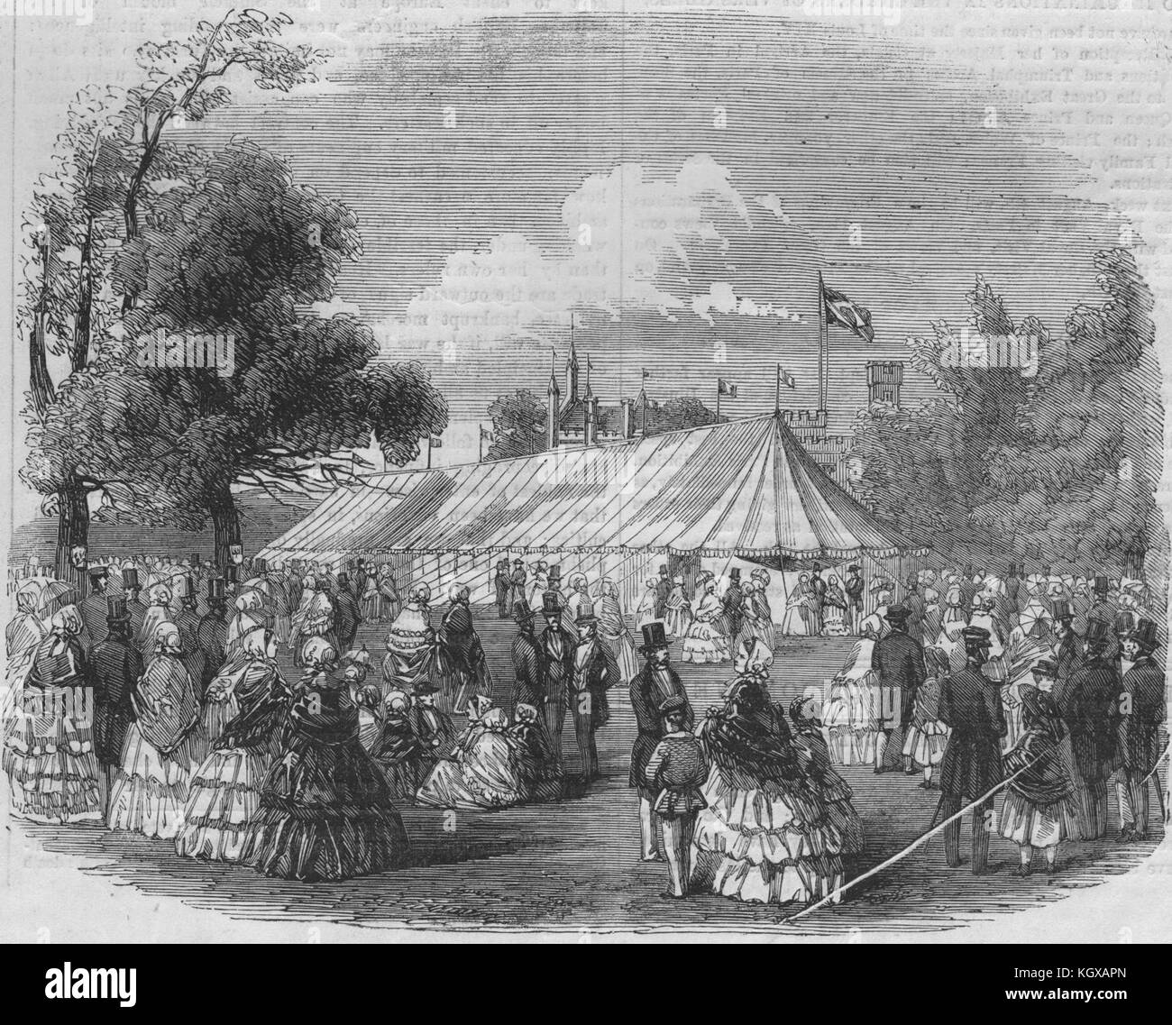 Il Watford Horticultural & show della floricoltura, Cassiobury Park. Herts 1855. Il Illustrated London News Foto Stock