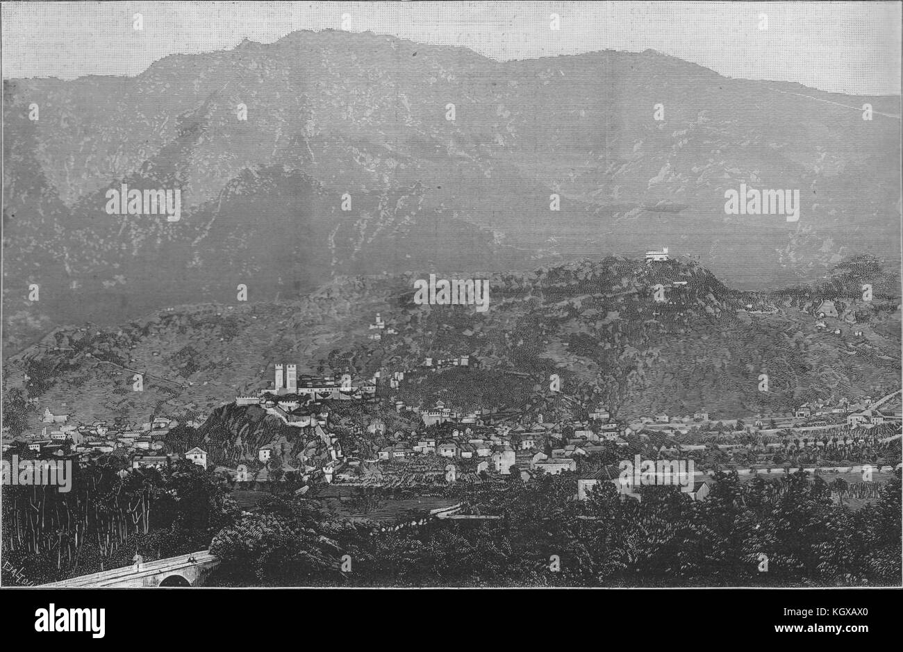 Bellinzona, la capitale della Svizzera Italiana del canton Ticino. La Svizzera 1890. Il Illustrated London News Foto Stock