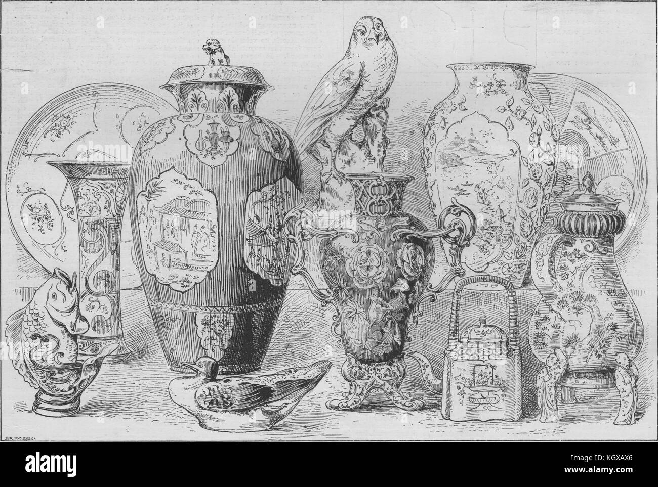 Vendita di Blenheim Cina presso Christie's alcuni rari esemplari. Oxfordshire 1886. Il Illustrated London News Foto Stock
