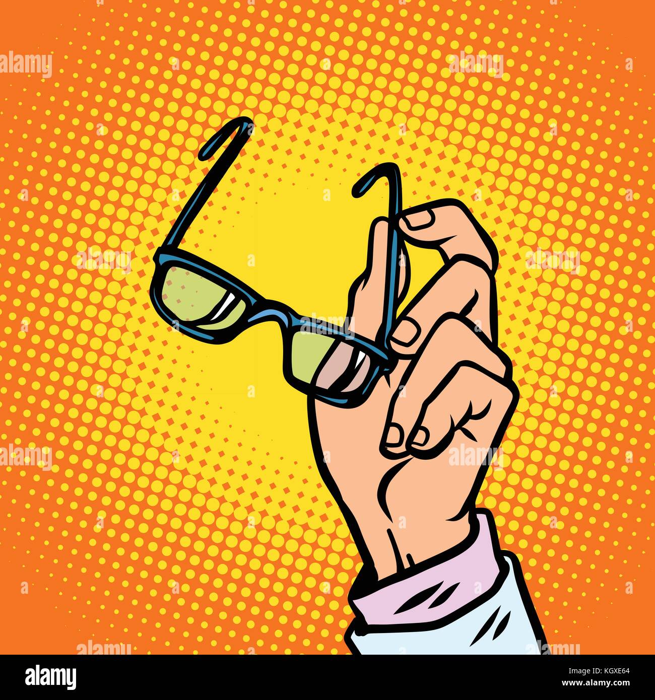 Bicchieri in mano, visione e persone. fumetto cartoon arte pop retrò illustrazione vettoriale disegno Illustrazione Vettoriale
