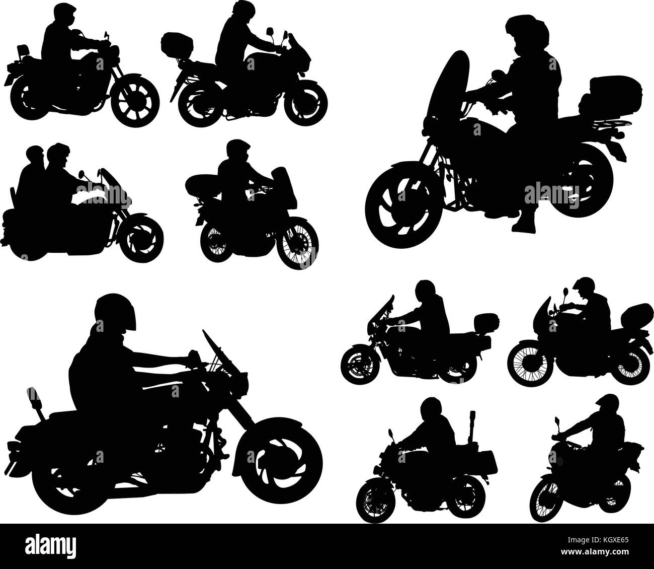 Motociclisti sagome collection - vettore Illustrazione Vettoriale