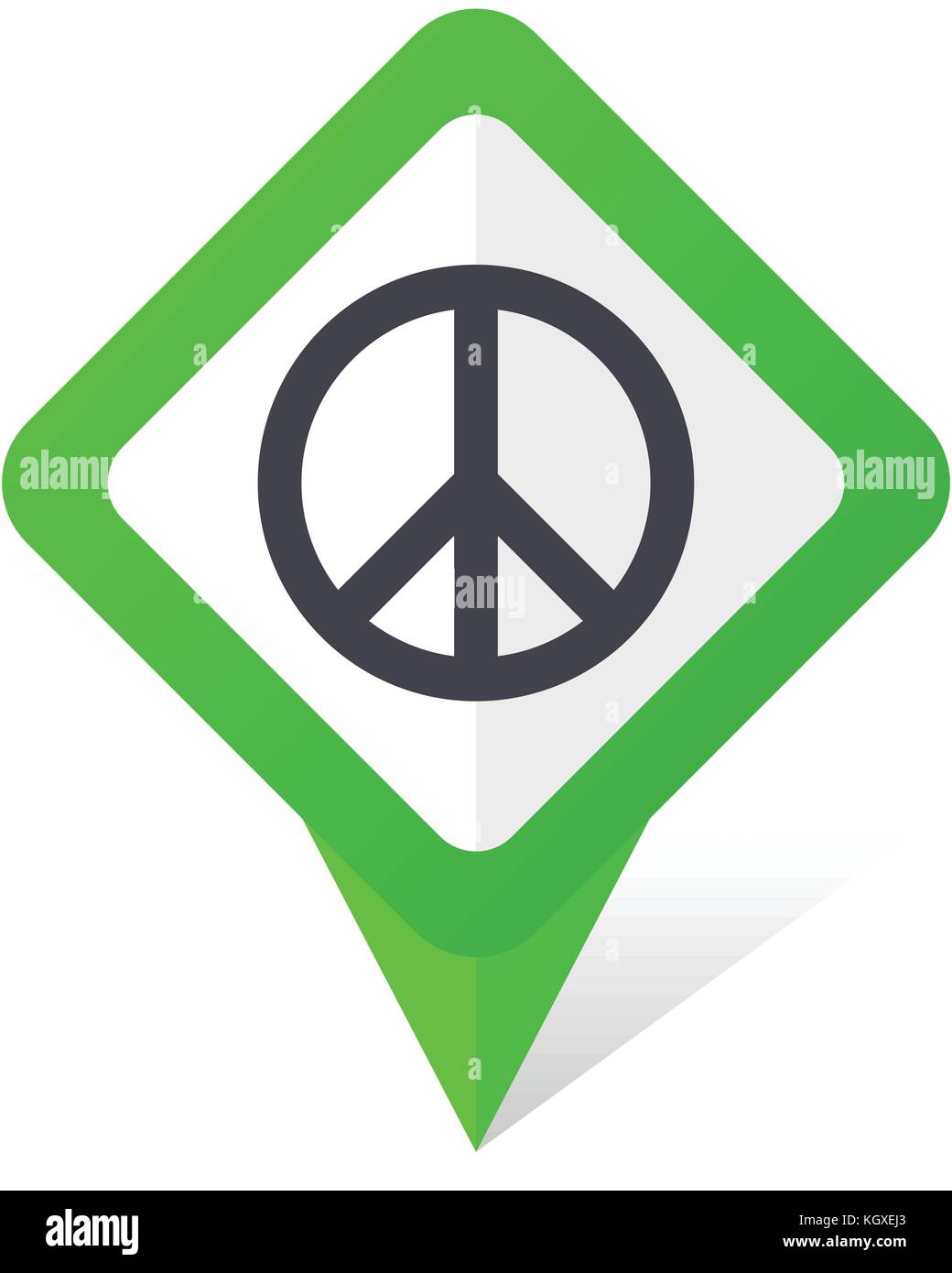 La pace quadrato verde puntatore web e telefono cellulare icona vettoriale in formato eps 10 su sfondo bianco con ombra Illustrazione Vettoriale