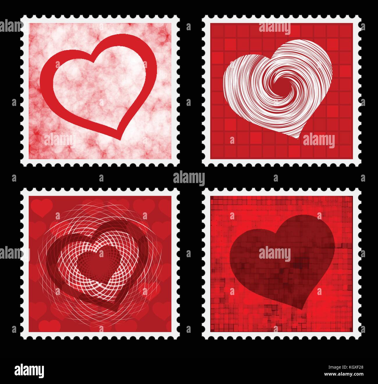 Valentines francobolli - vettore Illustrazione Vettoriale