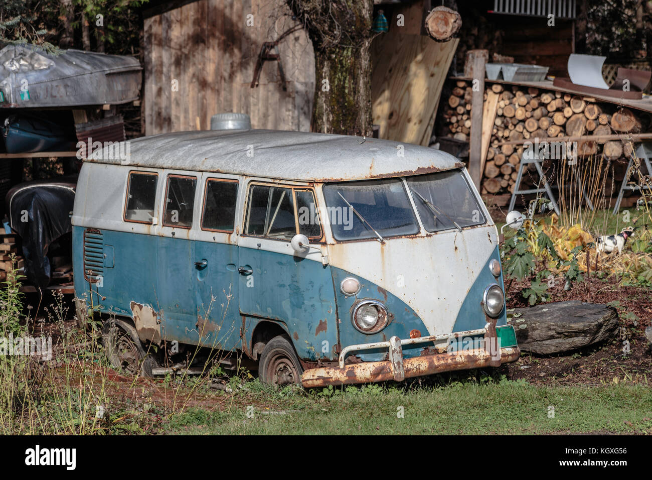 Il vecchio hippy Van Bus in Wolcott Vermont Foto Stock