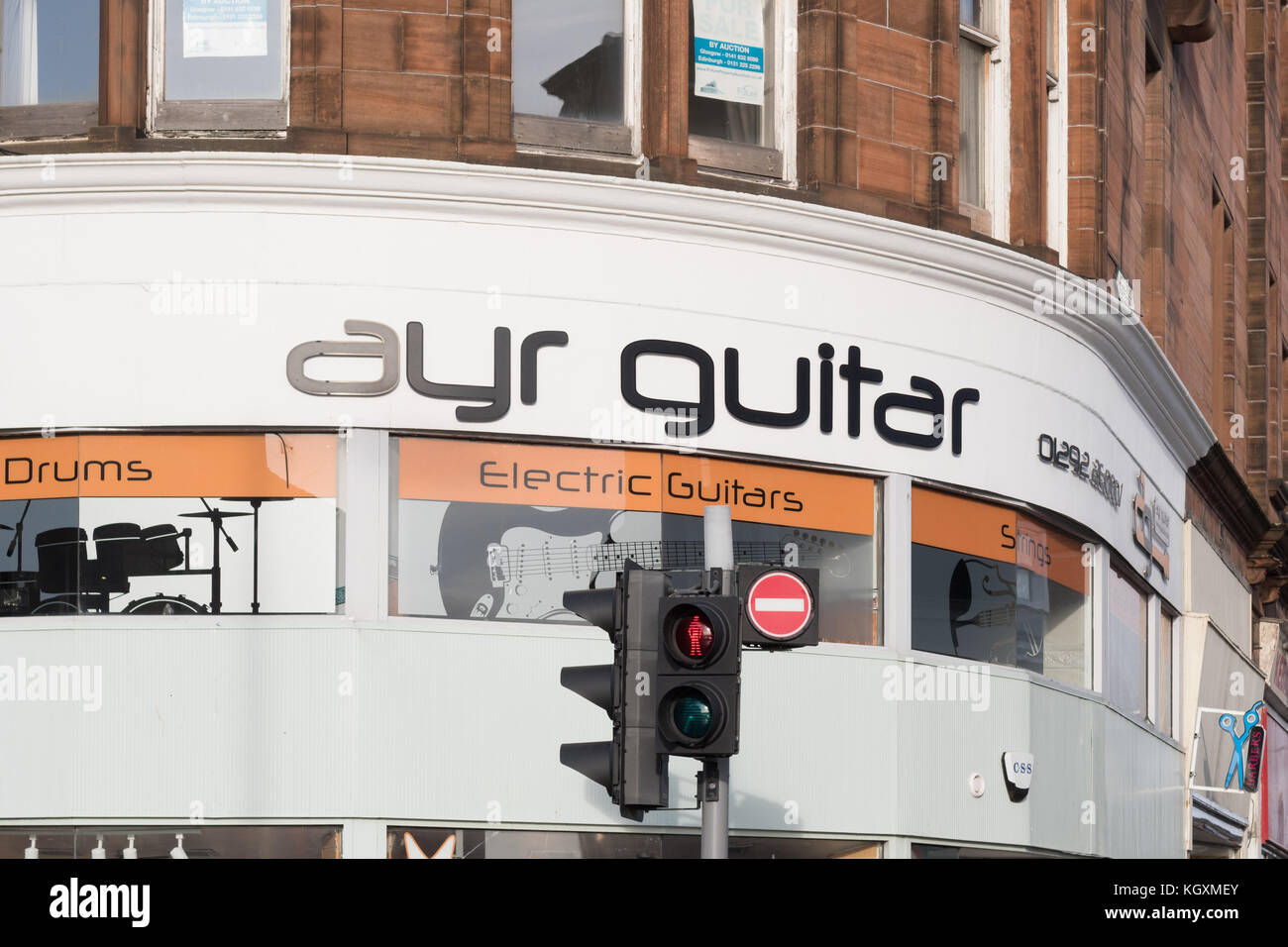 Ayr Guitar - negozio di musica nella città di Ayr, Ayrshire, Scozia, Regno Unito Foto Stock