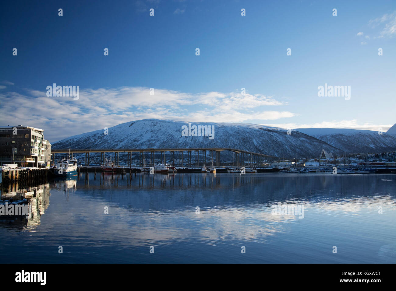 Inverno a Tromsoe, Norvegia, in febbraio. Foto Stock