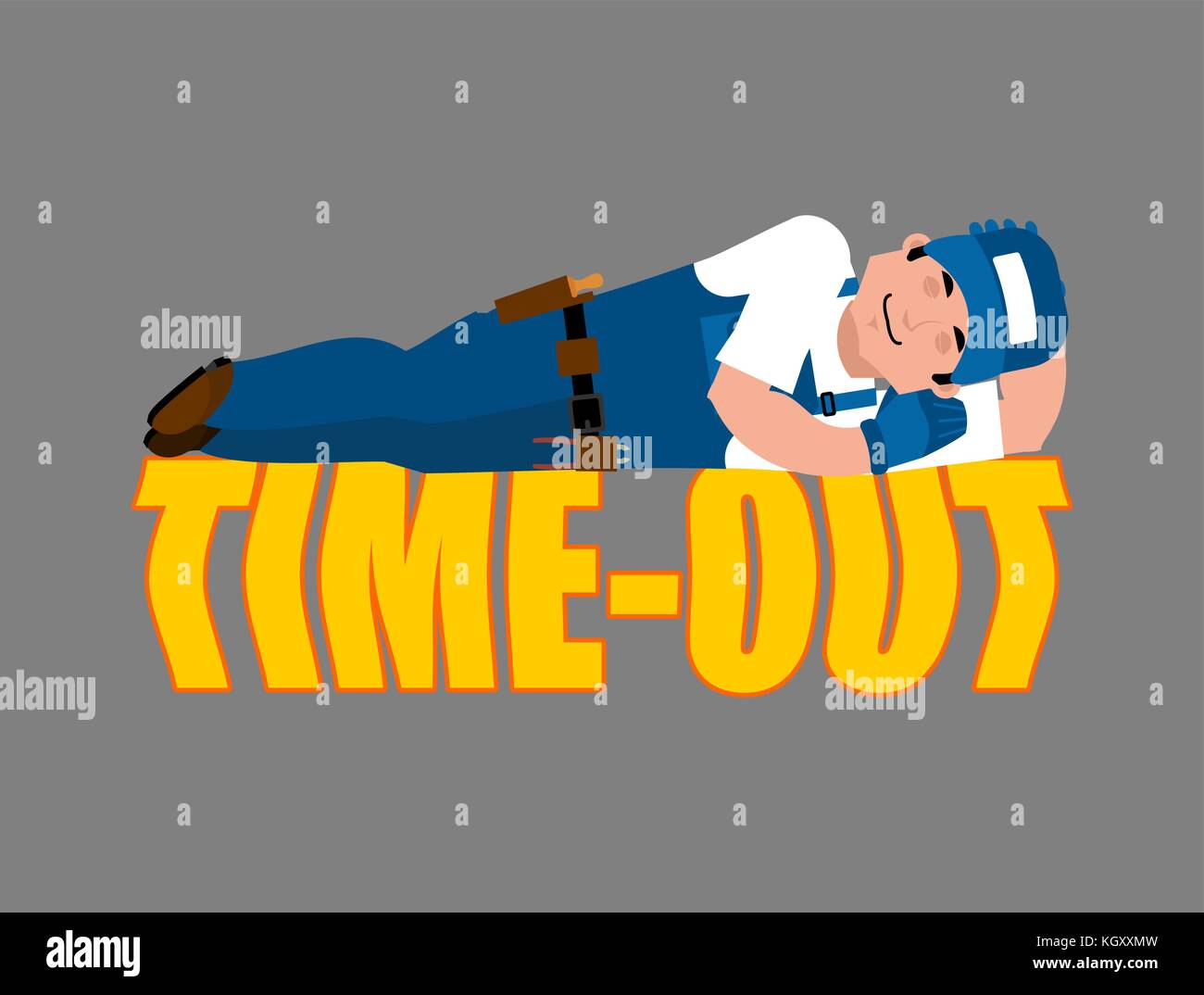 Timeout lavoro. plumber sleeping isolato. break in orario di lavoro. montatore addormentato. illustrazione vettoriale Illustrazione Vettoriale