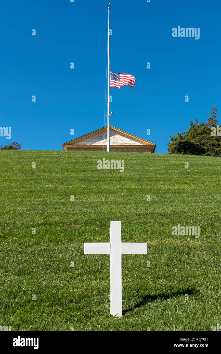Arlington House, Robert e Lee, il Cimitero Nazionale di Arlington, Washington DC, Stati Uniti d'America con la tomba di Robert Kennedy Foto Stock