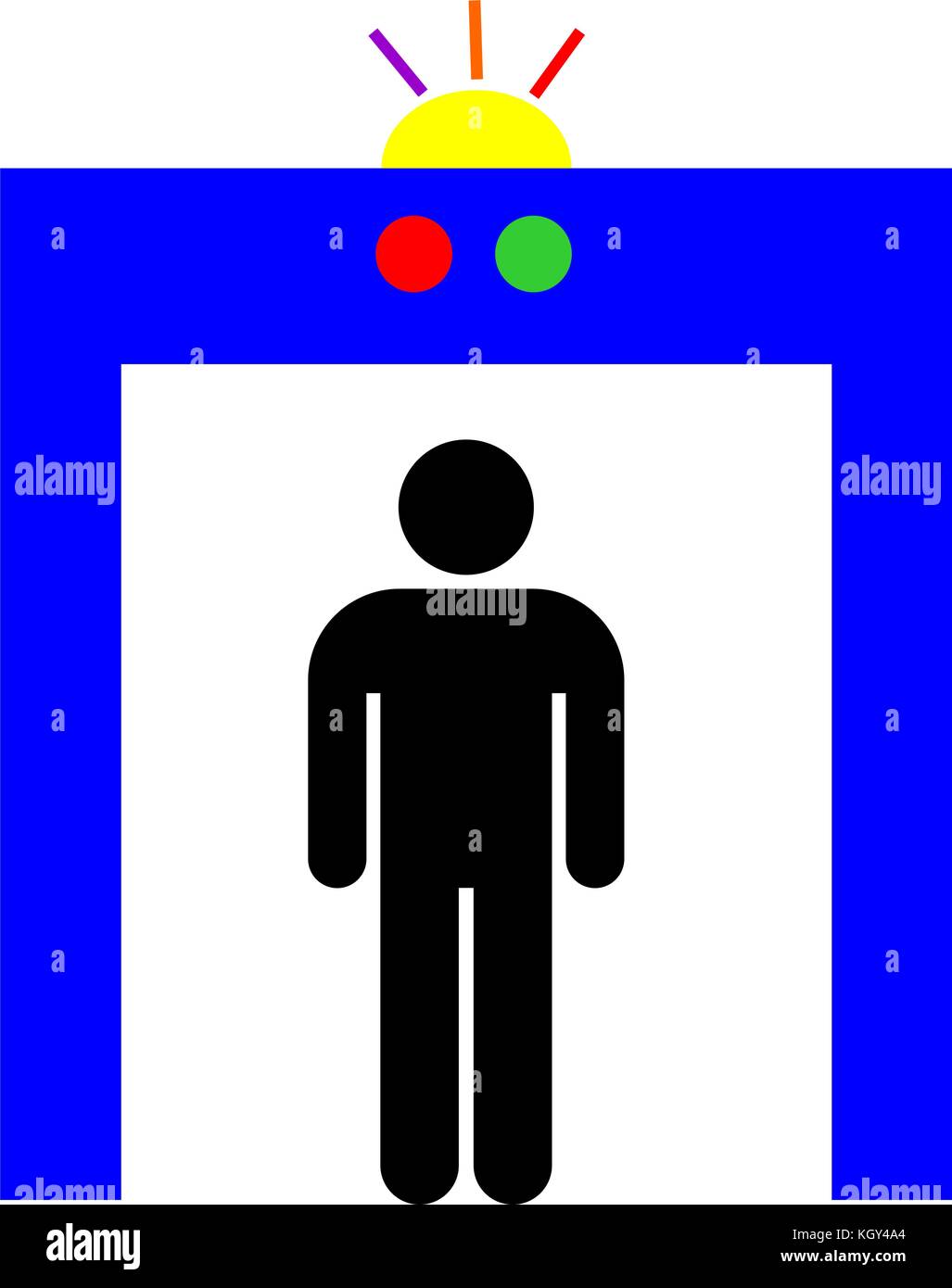 Aeroporto di rilevatore di metalli stick uomo divertente illustrazione minimalista Illustrazione Vettoriale