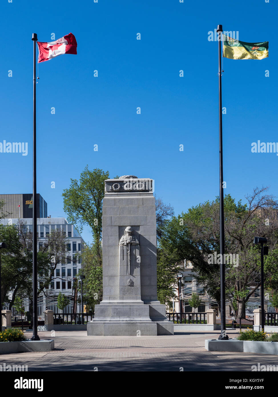 War Memorial, Victoria Park, Centro Regina, Saskatchewan, Canada. Foto Stock