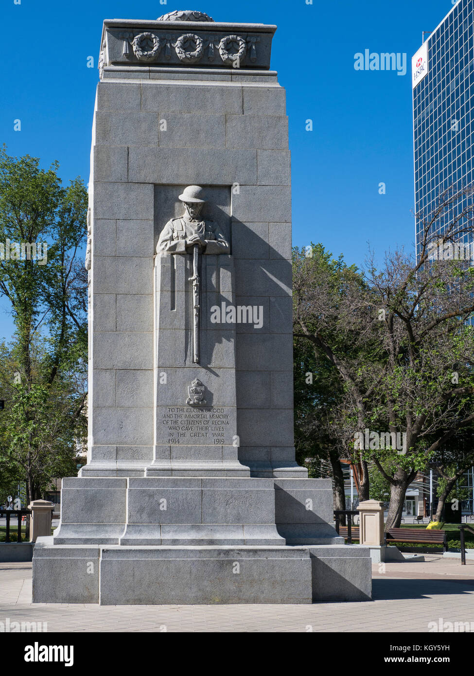 War Memorial, Victoria Park, Centro Regina, Saskatchewan, Canada. Foto Stock
