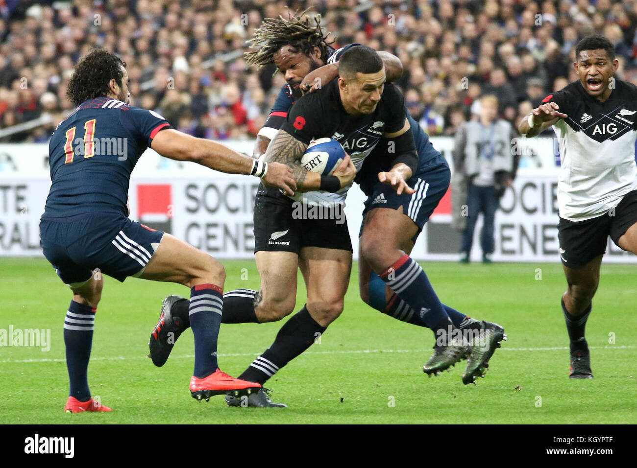 Parigi, Francia. Xi Nov, 2017. Sonny Bill Williams in azione durante la International test match tra Francia e Nuova Zelanda a Stade de France. Credito: SOPA/ZUMA filo/Alamy Live News Foto Stock