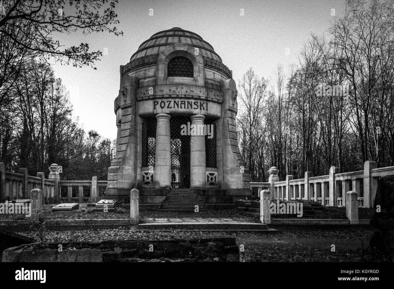 Cimitero ebraico nella città di Lodz, Polonia Foto Stock