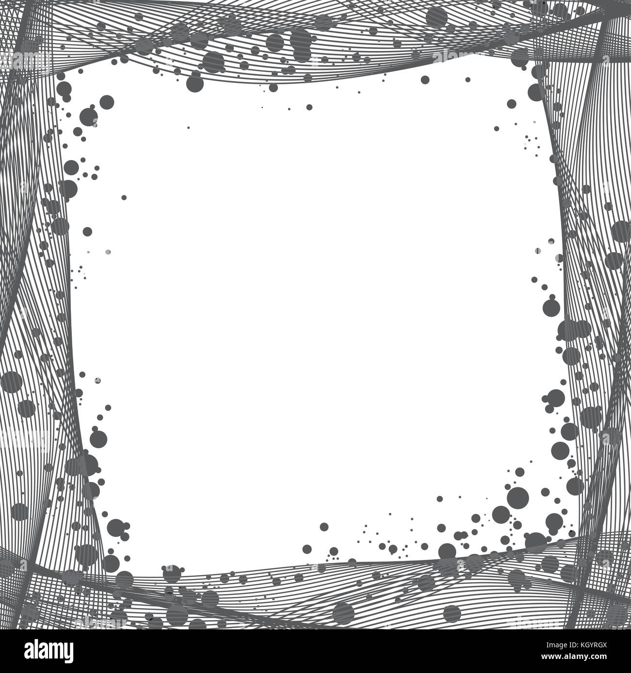 Linee curve e blot di frontiera, in bianco e nero Illustrazione Vettoriale