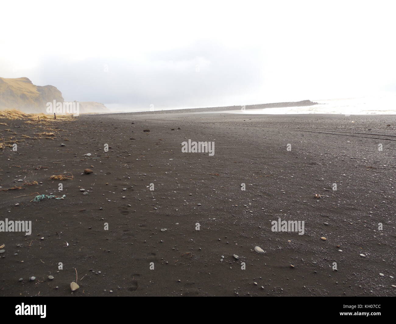 La sabbia nera vulcanica beach, Vik, Sud Islanda, Europa Foto Stock